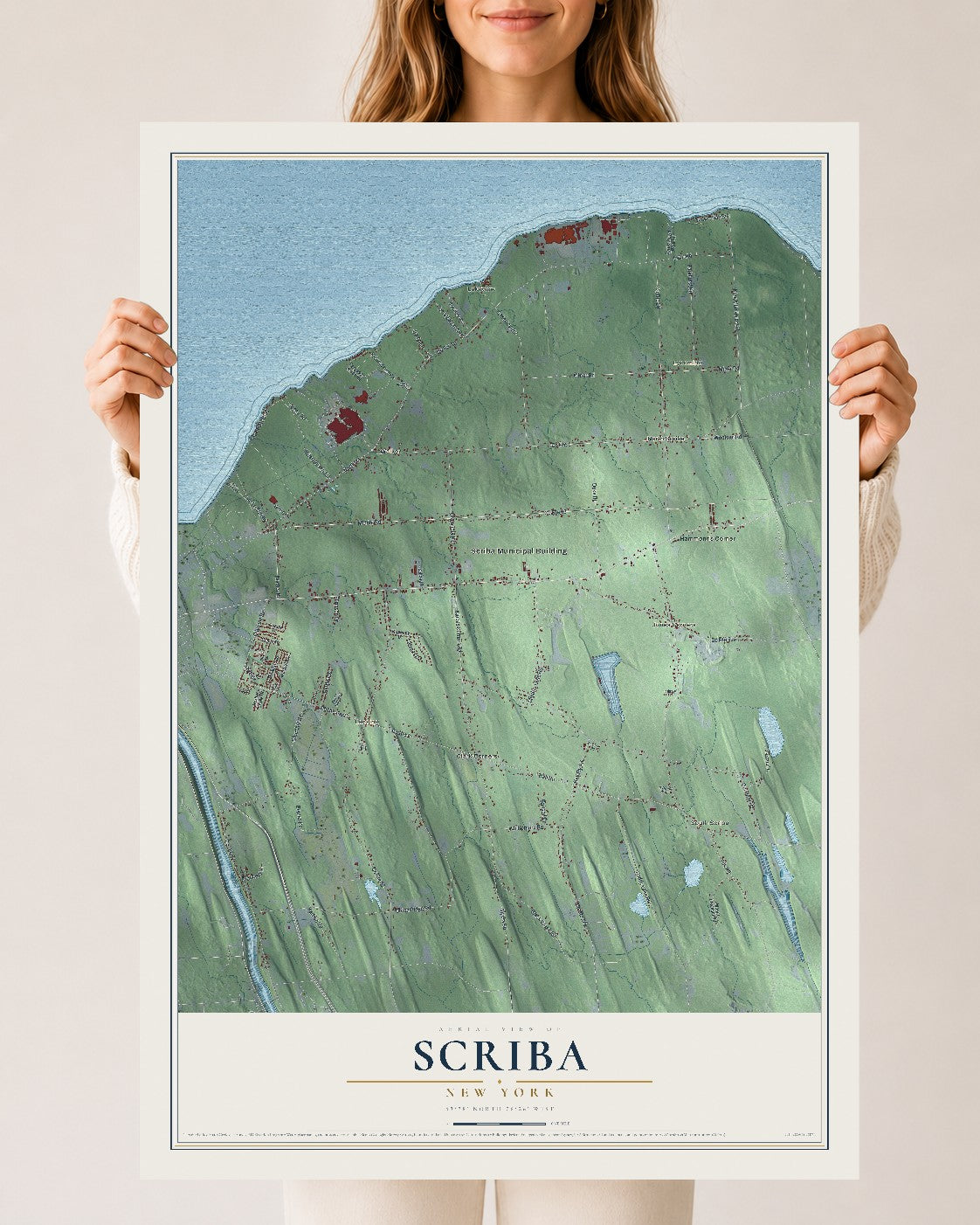 Scriba, New York map print, 24" x 36" Archival Matte Print mockup