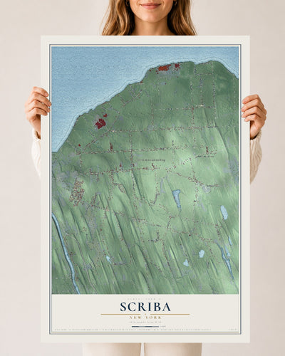 Scriba, New York map print, 24" x 36" Archival Matte Print mockup