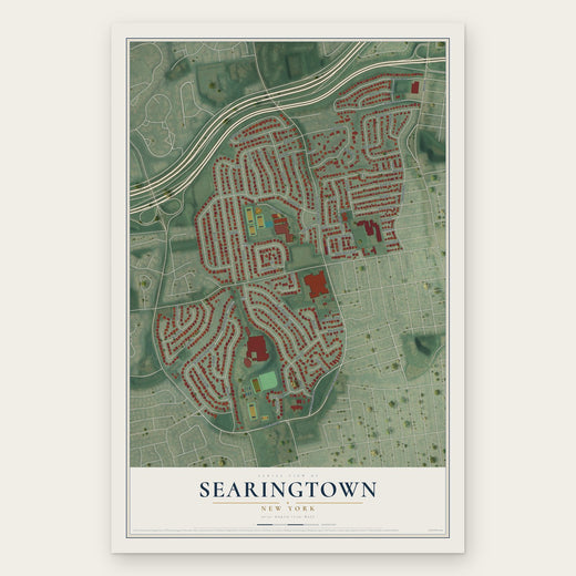 Searingtown, New York map print, the full design