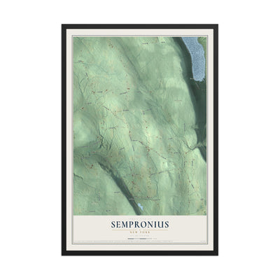 Sempronius, New York map print, 12" x 18" W/ Black Ayous Wood Frame mockup