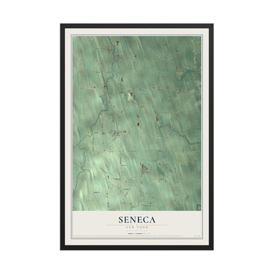 Seneca, New York map print, 12" x 18" W/ Black Ayous Wood Frame mockup
