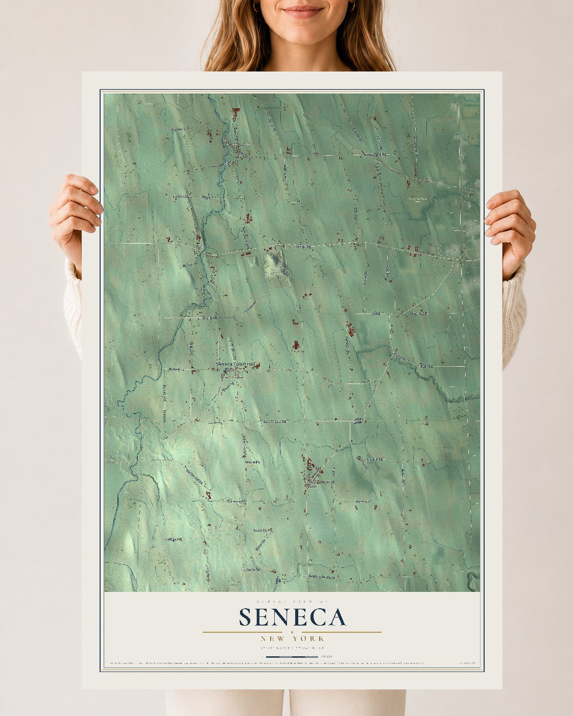 Seneca, New York map print, 24" x 36" Archival Matte Print mockup