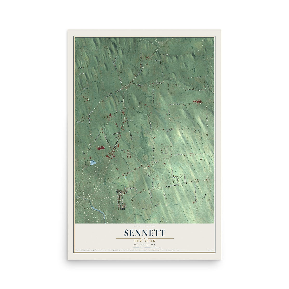 Sennett, New York map print, 12" x 18" Archival Matte Print mockup