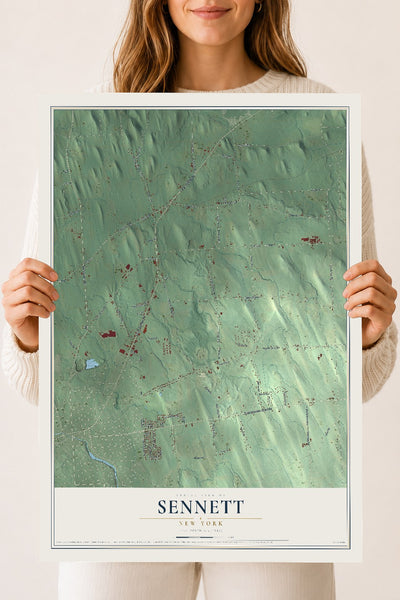 Sennett, New York map print, 18" x 24" Archival Matte Print mockup