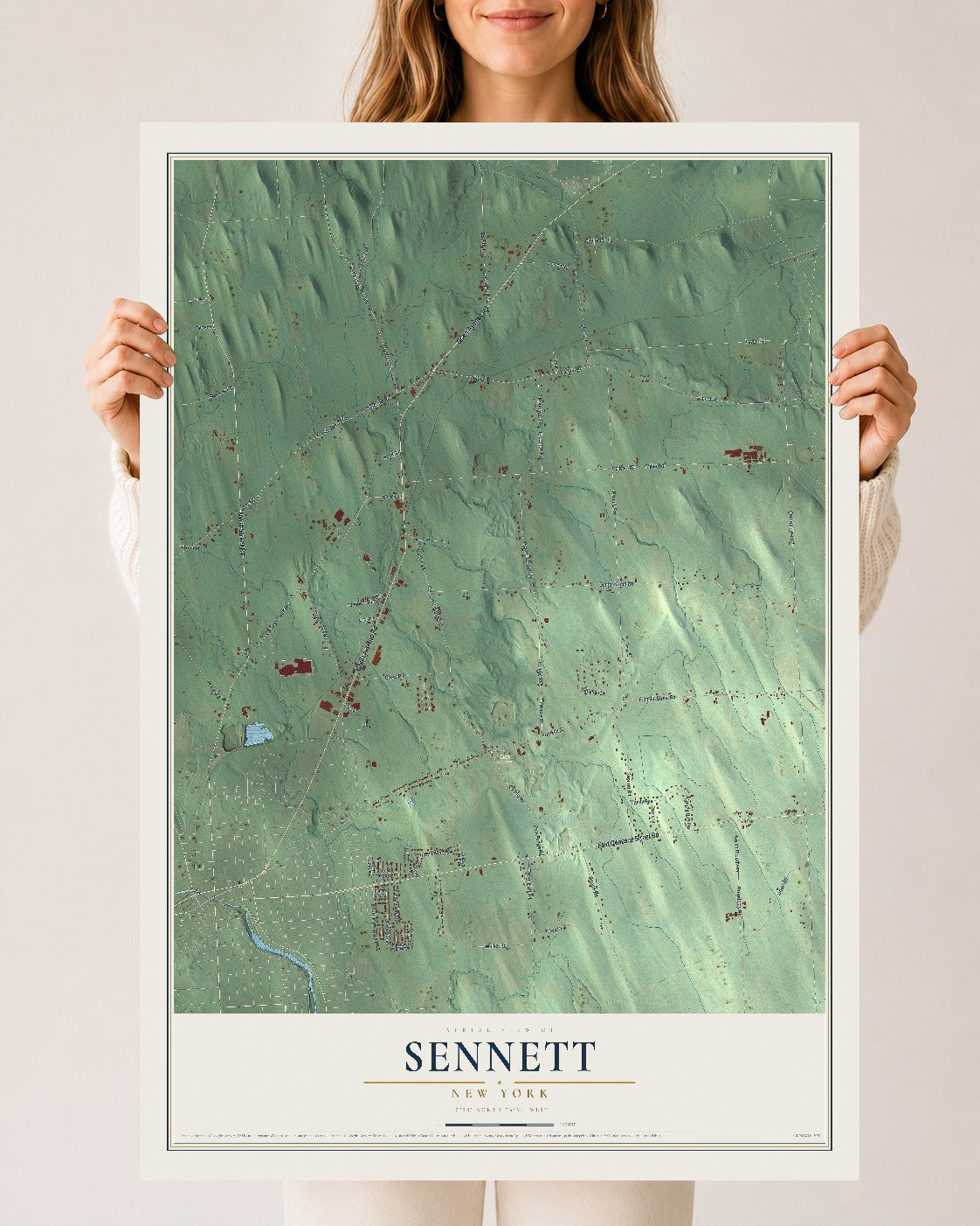 Sennett, New York map print, 24" x 36" Archival Matte Print mockup