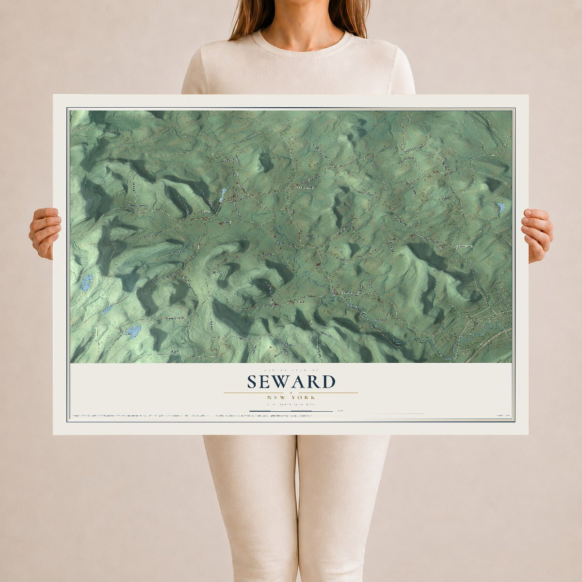 Seward, New York map print, 24" x 36" Archival Matte Print mockup