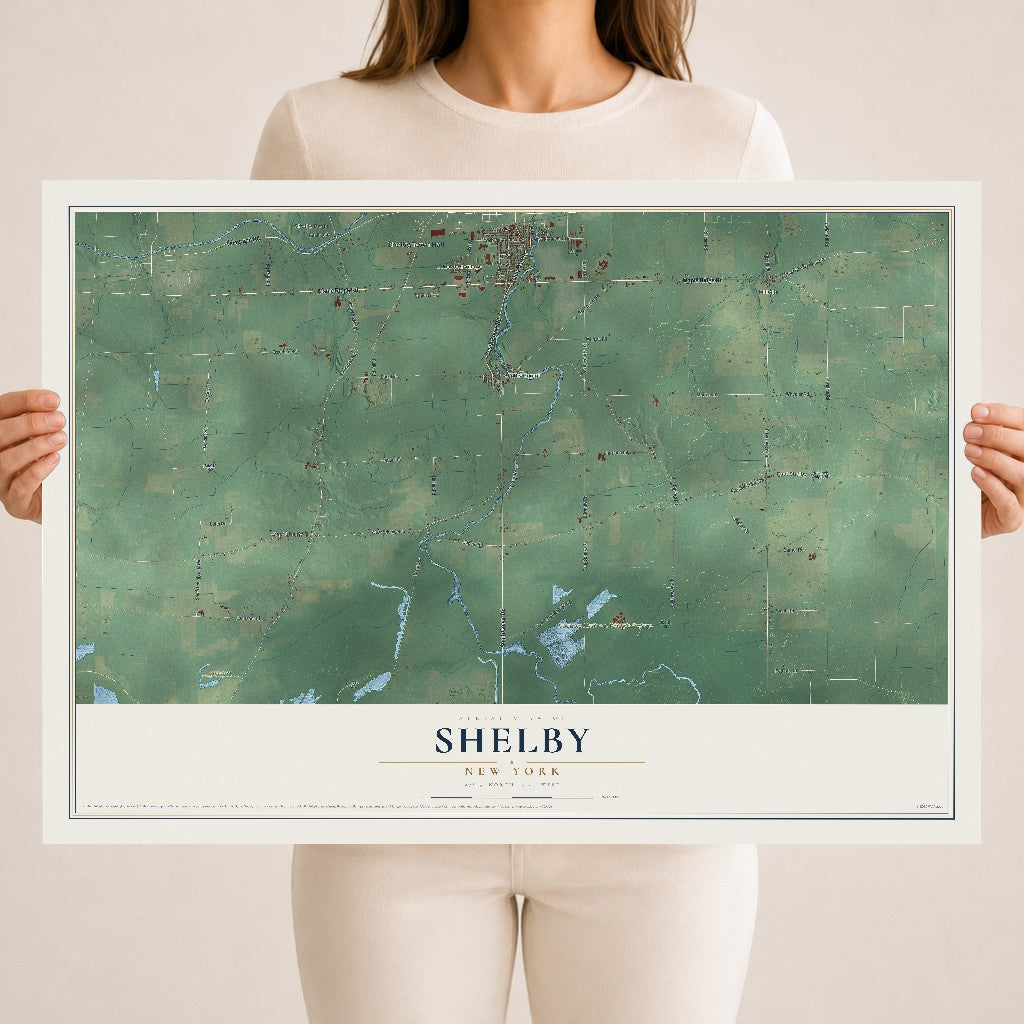 Shelby, New York map print, 18" x 24" Archival Matte Print mockup