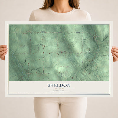 Sheldon, New York map print, 18" x 24" Archival Matte Print mockup