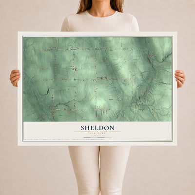 Sheldon, New York map print, 24" x 36" Archival Matte Print mockup