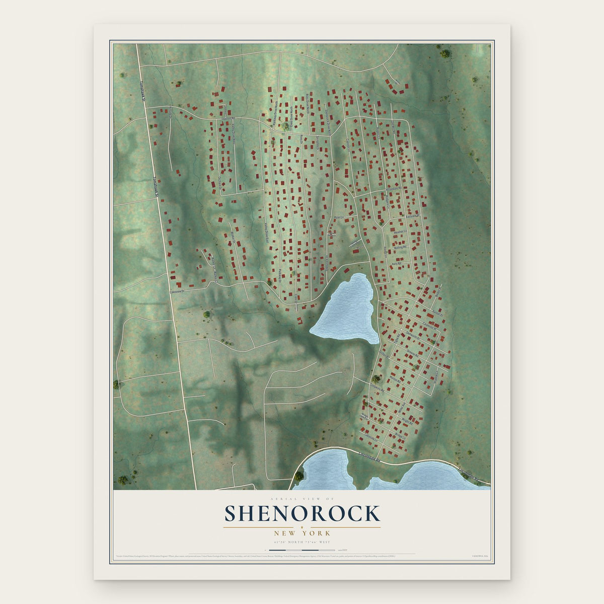Shenorock, New York map print, the full design