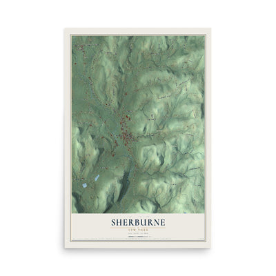 Sherburne, New York map print, 12" x 18" Archival Matte Print mockup