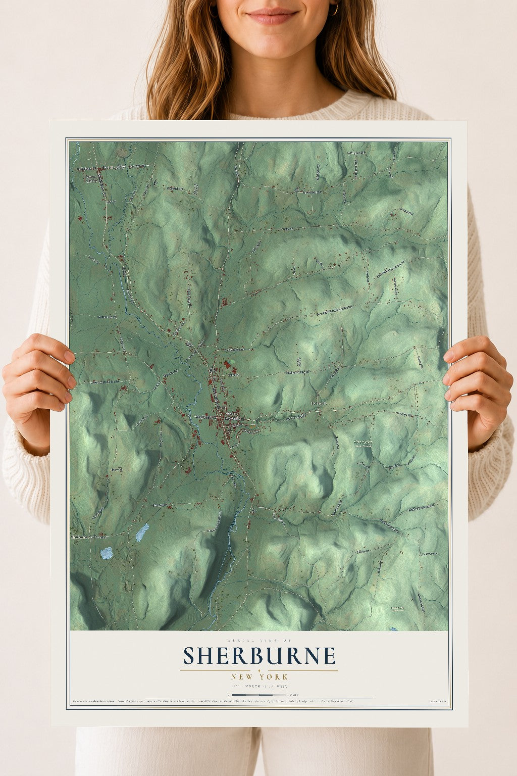 Sherburne, New York map print, 18" x 24" Archival Matte Print mockup
