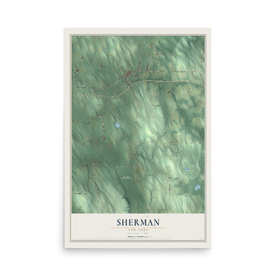 Sherman, New York map print, 12" x 18" Archival Matte Print mockup