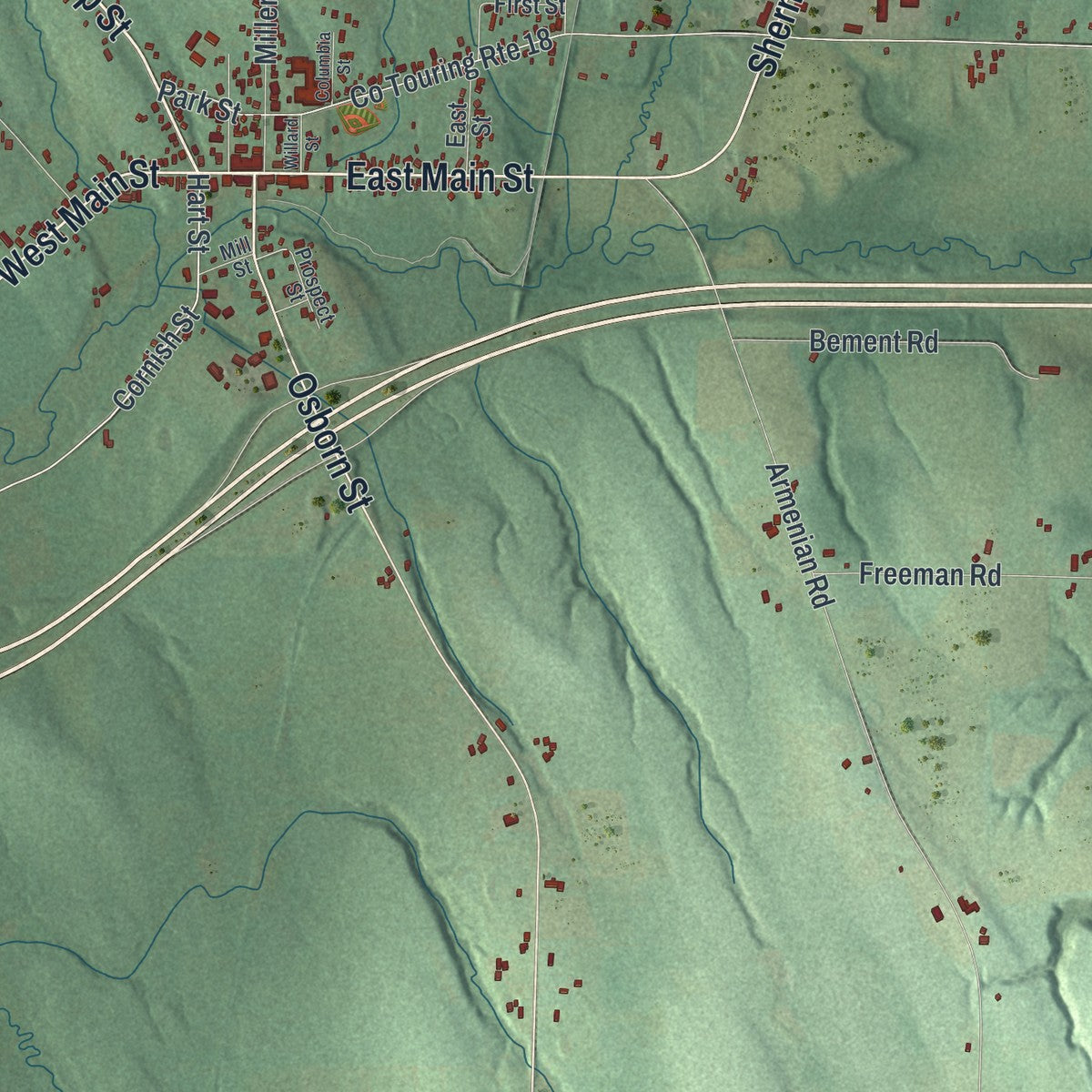 Close-up 1 of the Sherman, New York map artwork
