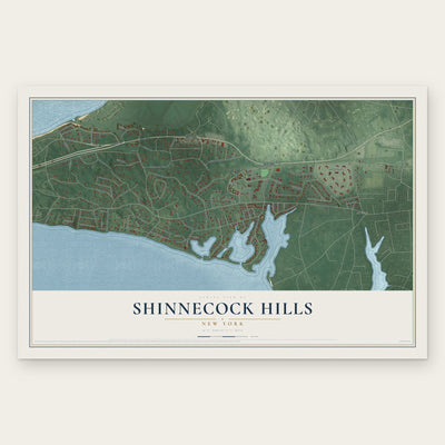 Shinnecock Hills, New York map print, the full design