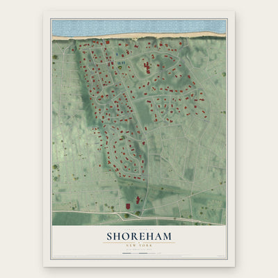 Shoreham, New York map print, the full design