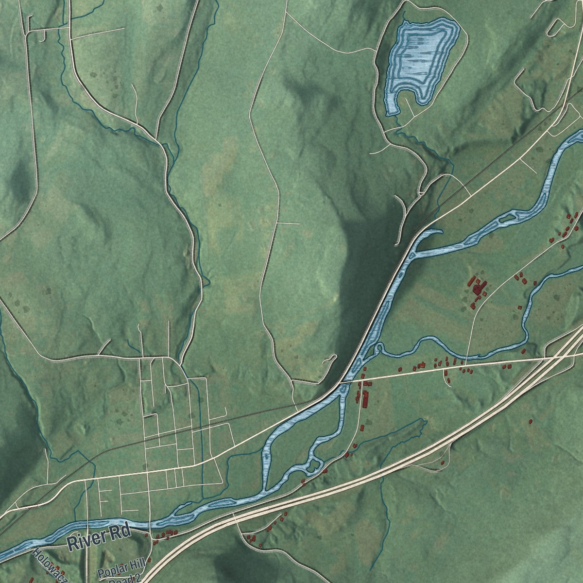Close-up 2 of the Sidney, New York map artwork
