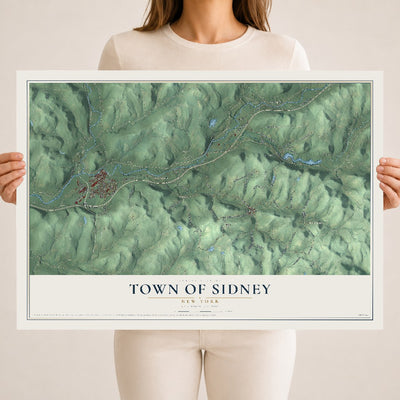 Sidney, New York map print, 18" x 24" Archival Matte Print mockup