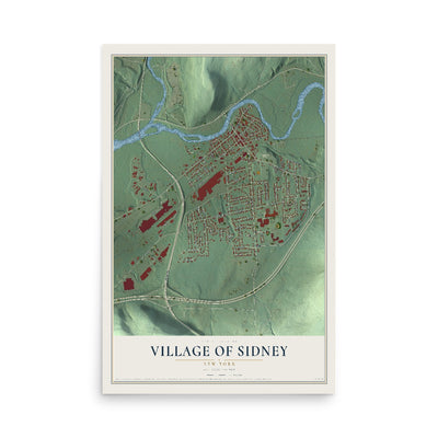 Sidney, New York map print, 12" x 18" Archival Matte Print mockup