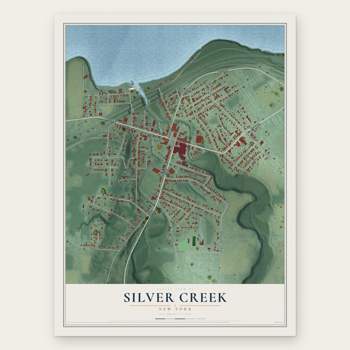 Silver Creek, New York map print, the full design