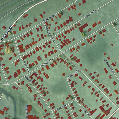 Close-up of the map of Silver Creek, New York print showing street and building detail