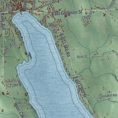 Close-up 1 of the Skaneateles, New York map artwork
