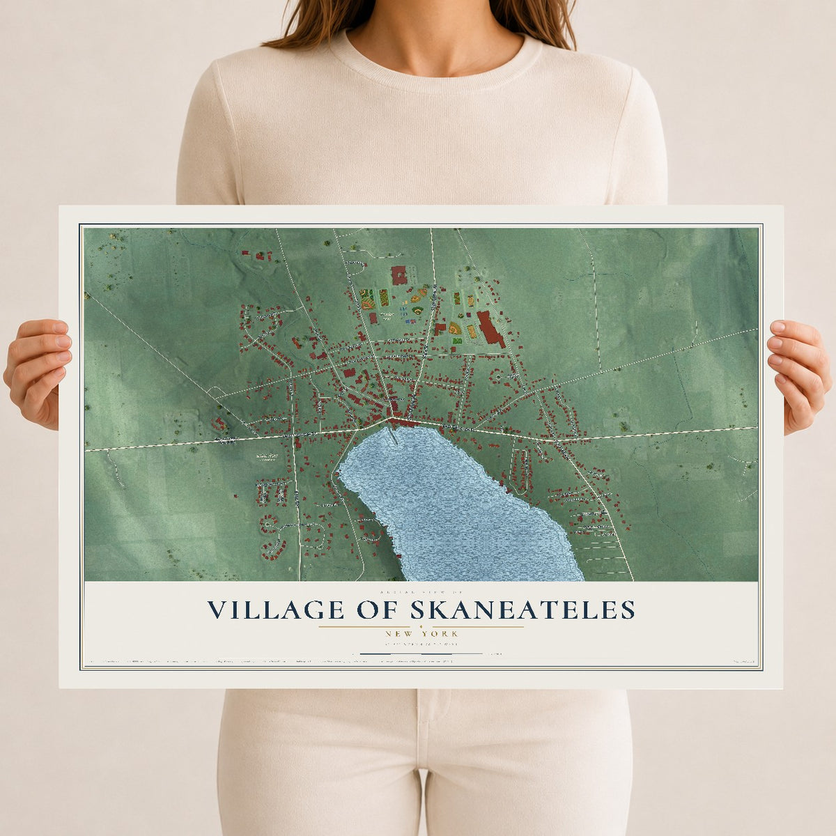 Skaneateles, New York map print, 12" x 18" Archival Matte Print mockup