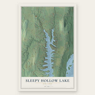 Sleepy Hollow Lake, New York map print, the full design