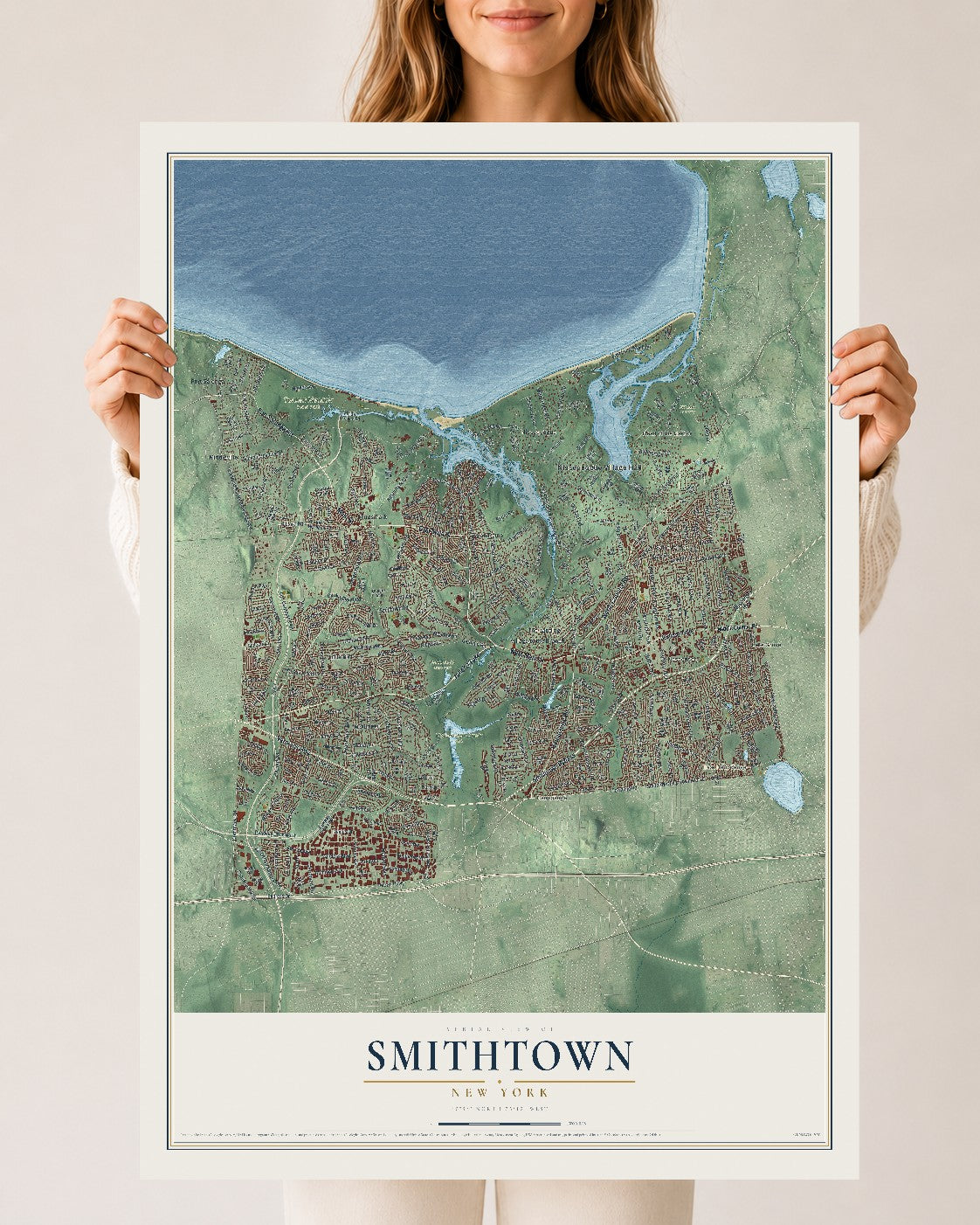 Smithtown, New York map print, 24" x 36" Archival Matte Print mockup