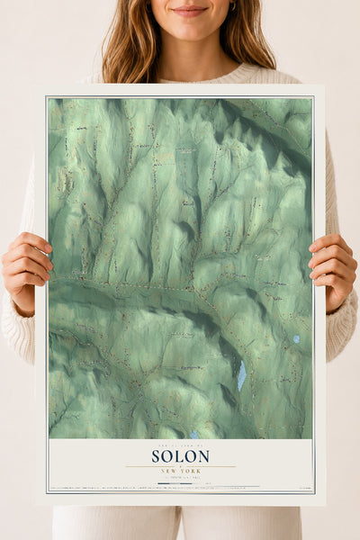 Solon, New York map print, 18" x 24" Archival Matte Print mockup