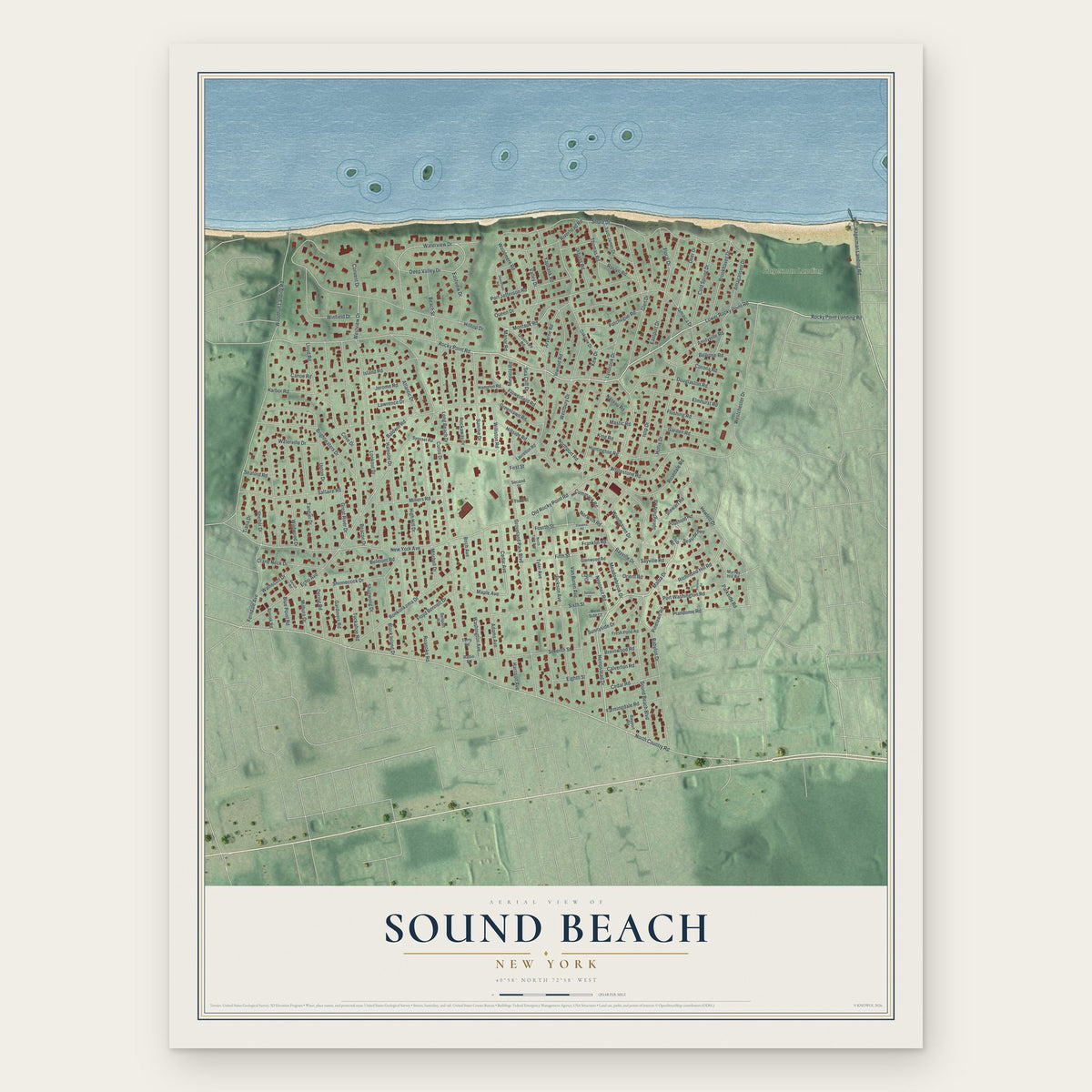 Sound Beach, New York map print, the full design