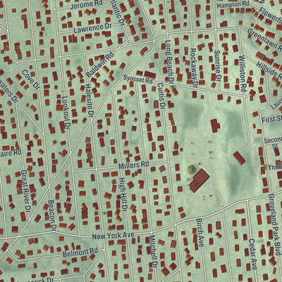 Close-up of the map of Sound Beach, New York print showing street and building detail