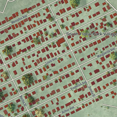 Close-up of the map of South Floral Park, New York print showing street and building detail