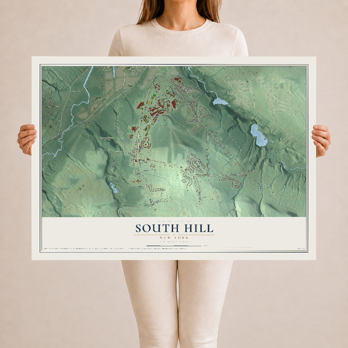 South Hill, New York map print, 24" x 36" Archival Matte Print mockup
