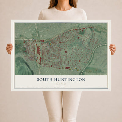 South Huntington, New York map print, 24" x 36" Archival Matte Print mockup