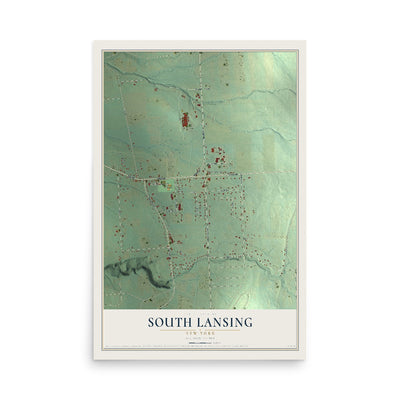 South Lansing, New York map print, 12" x 18" Archival Matte Print mockup