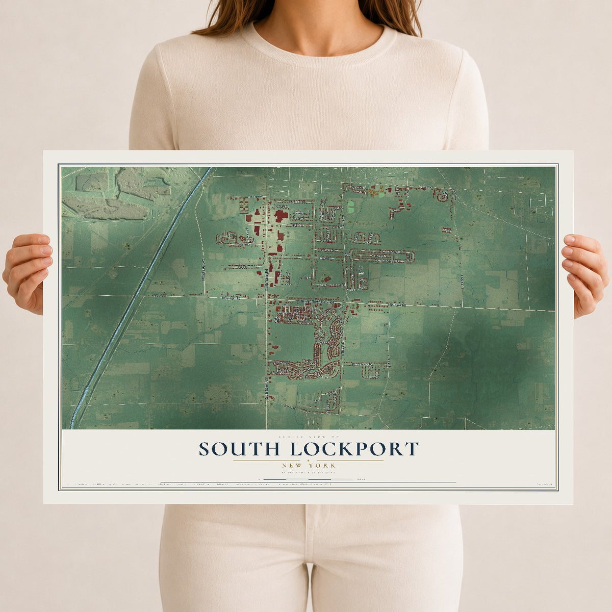South Lockport, New York map print, 12" x 18" Archival Matte Print mockup