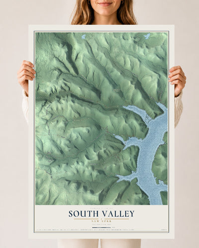 Map of South Valley, New York, 24 x 36 inch unframed archival matte print