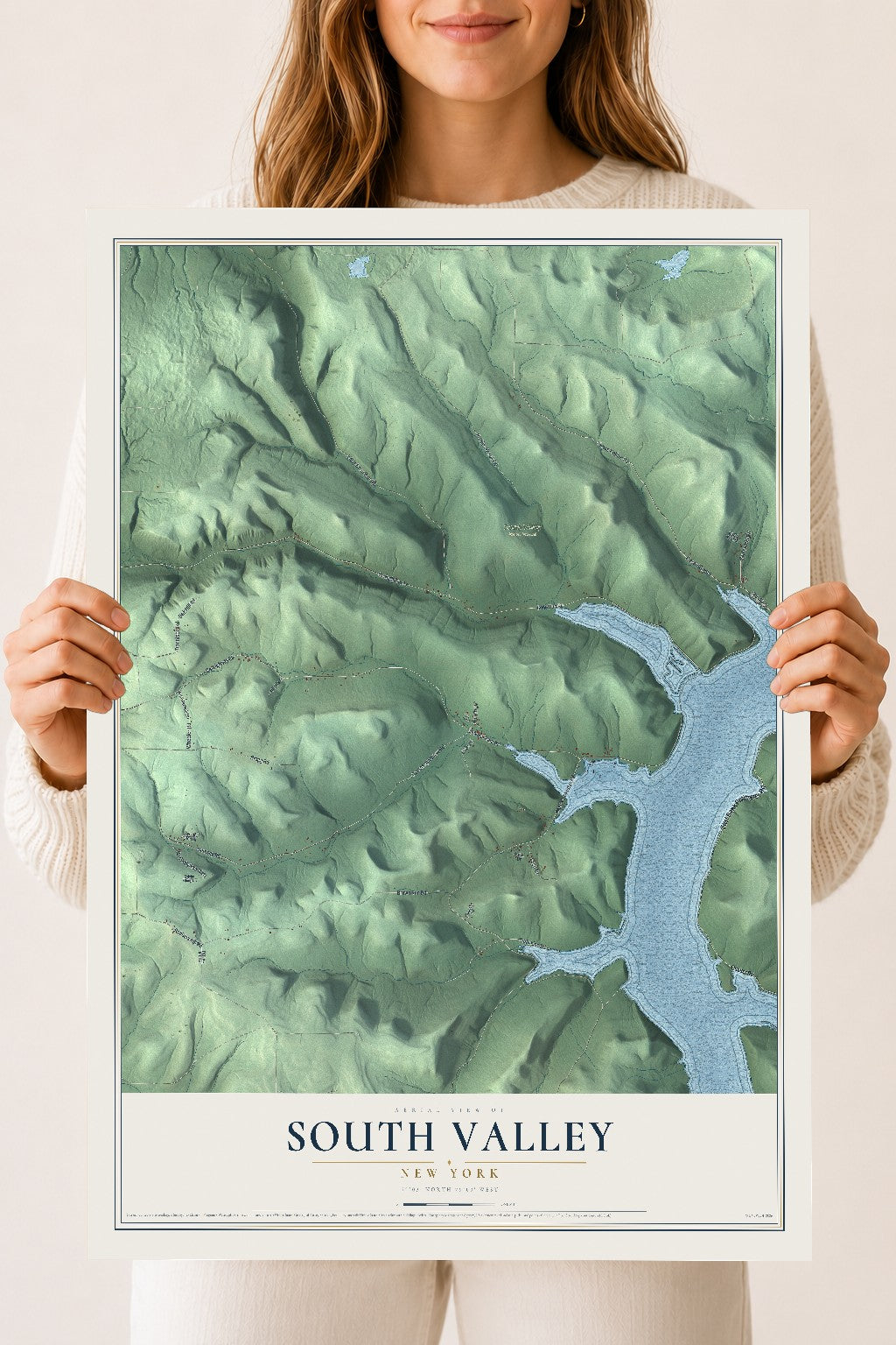South Valley, New York map print, 18" x 24" Archival Matte Print mockup