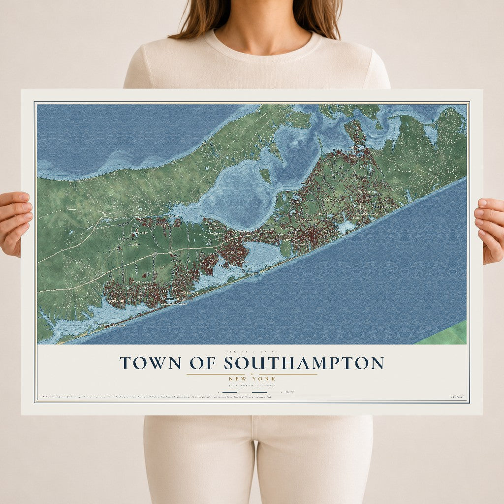 Southampton, New York map print, 18" x 24" Archival Matte Print mockup