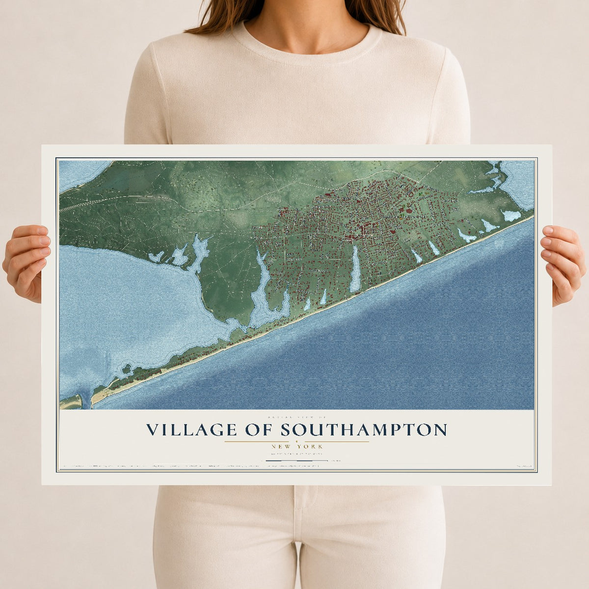 Southampton, New York map print, 12" x 18" Archival Matte Print mockup