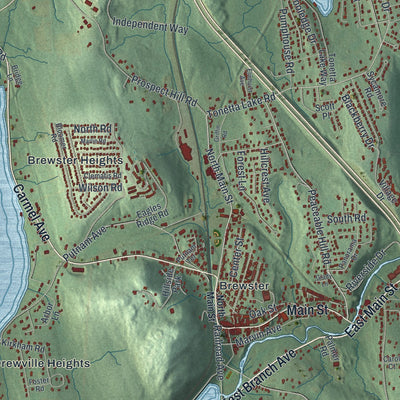 Close-up 1 of the Southeast, New York map artwork