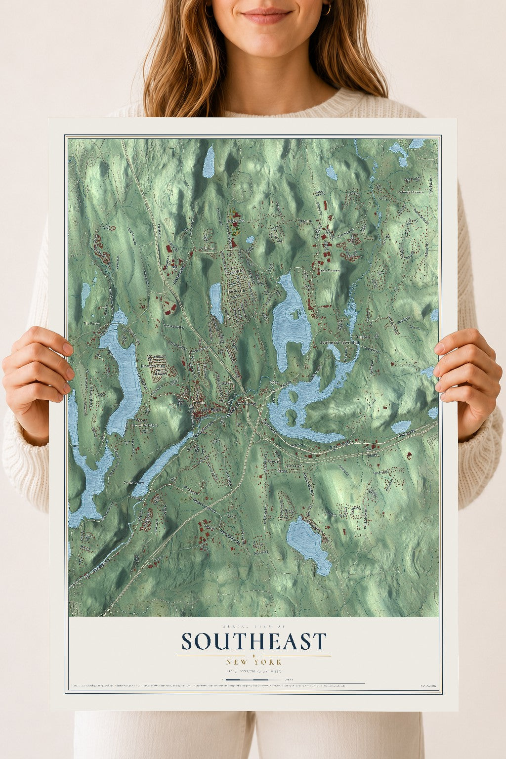 Southeast, New York map print, 18" x 24" Archival Matte Print mockup