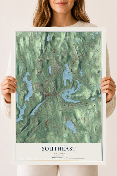 Southeast, New York map print, 18" x 24" Archival Matte Print mockup