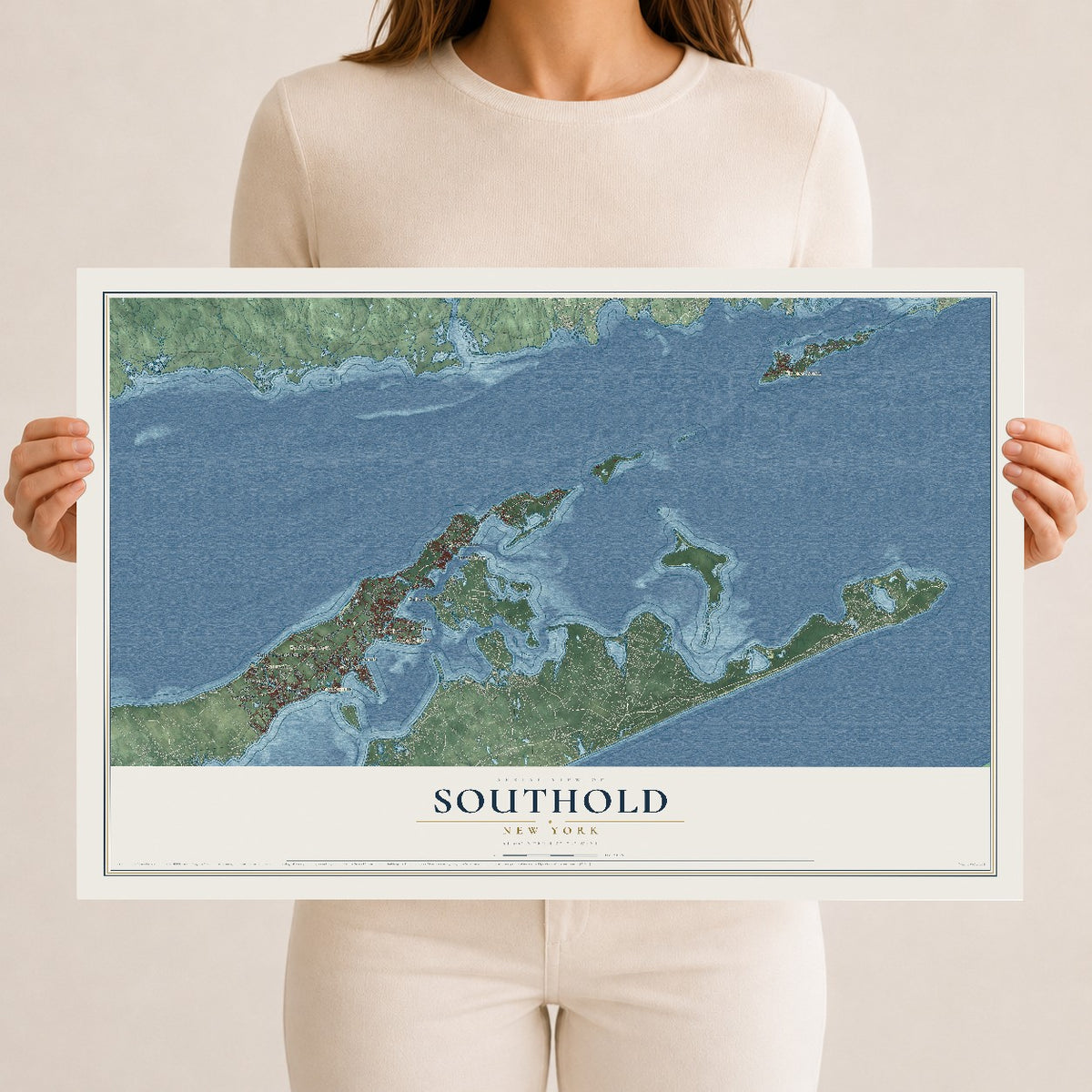 Map of Southold, New York, 12 x 18 inch unframed archival matte print