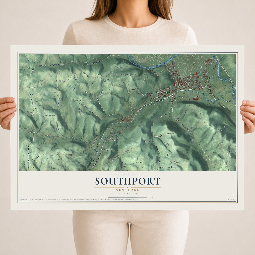 Southport, New York map print, 18" x 24" Archival Matte Print mockup