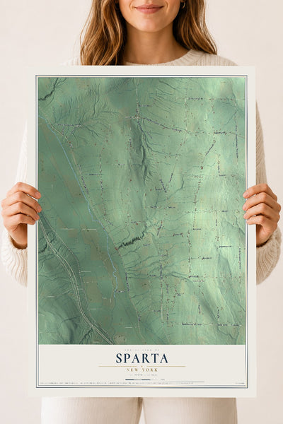 Sparta, New York map print, 18" x 24" Archival Matte Print mockup