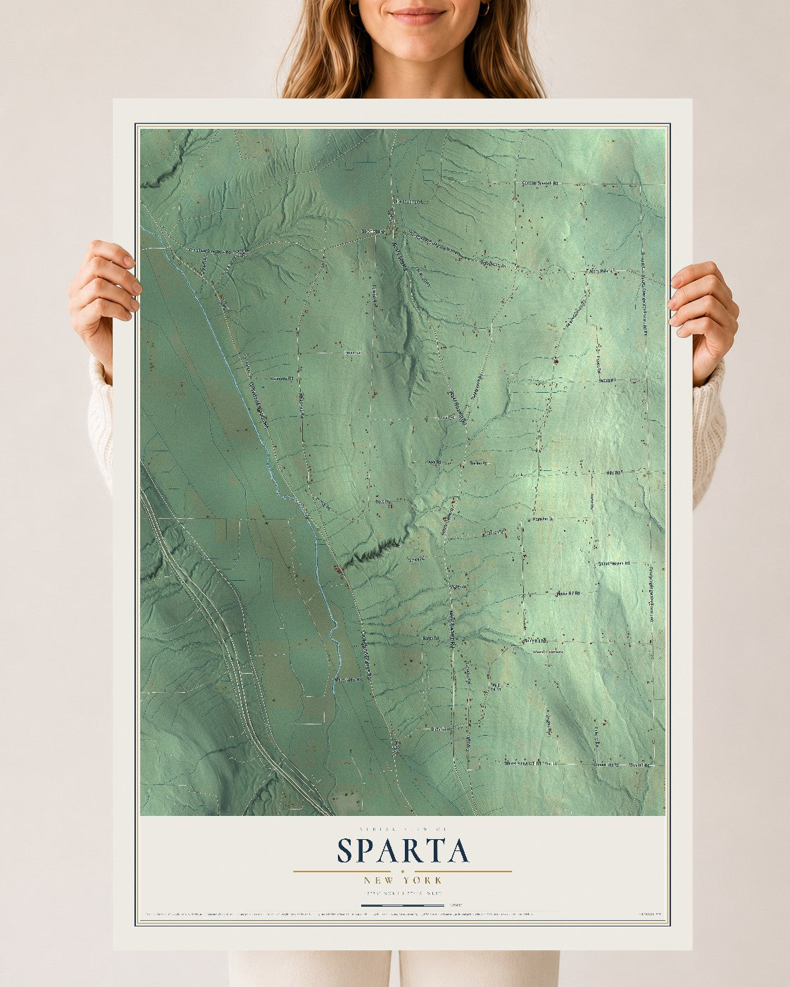 Sparta, New York map print, 24" x 36" Archival Matte Print mockup