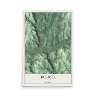 Spencer, New York map print, 12" x 18" Archival Matte Print mockup