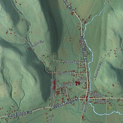 Close-up 1 of the Spencer, New York map artwork